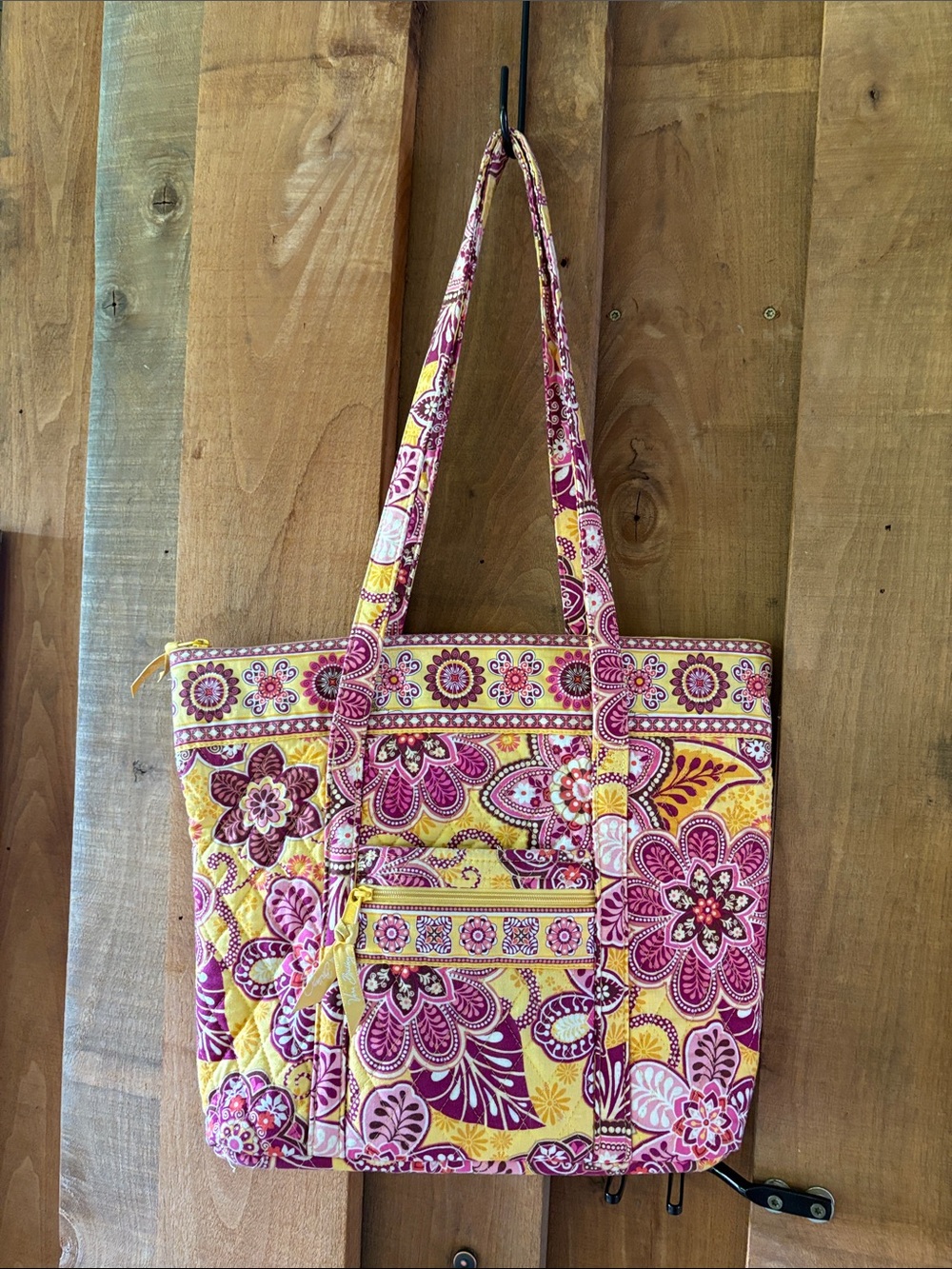 Vera Bradley Quilted Floral Tote Bag in Yellow & Pink